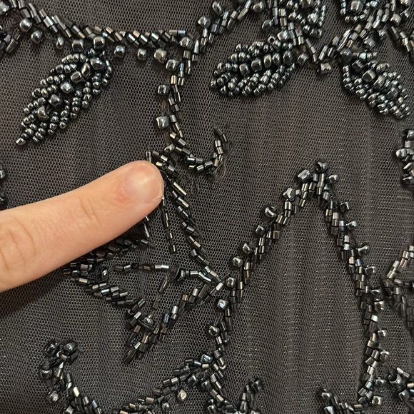 Pisarro Nights Beaded Column V Neck Gown in Slate SZ 14 VGUC - Picture 7 of 10